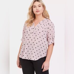 Torrid Harper Georgette Top - Pink Arrow Print - 3X